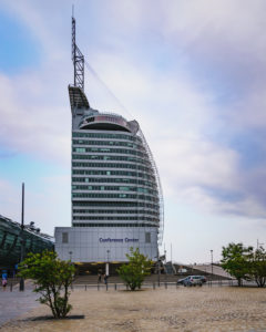 Atlantic Hotel Sail City, evening, Bremerhaven, Germany, Europe Atlantic Hotel Sail City, evening, Bremerhaven, Germany, Europe